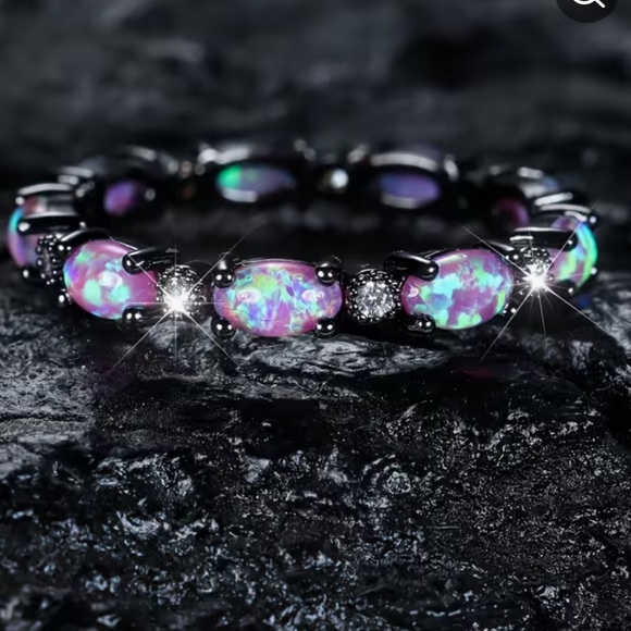 Sterling Black & Purple Opal Ring - Picture 2 of 7